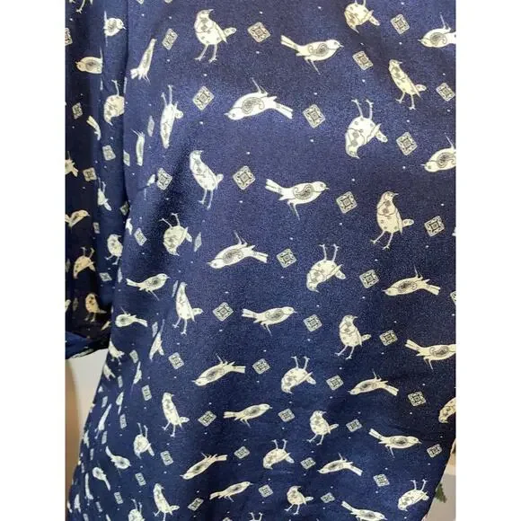 Lily Rose size Medium GUC Blue GUC Lined Dress with Birds Button Closure - Picture 3 of 12